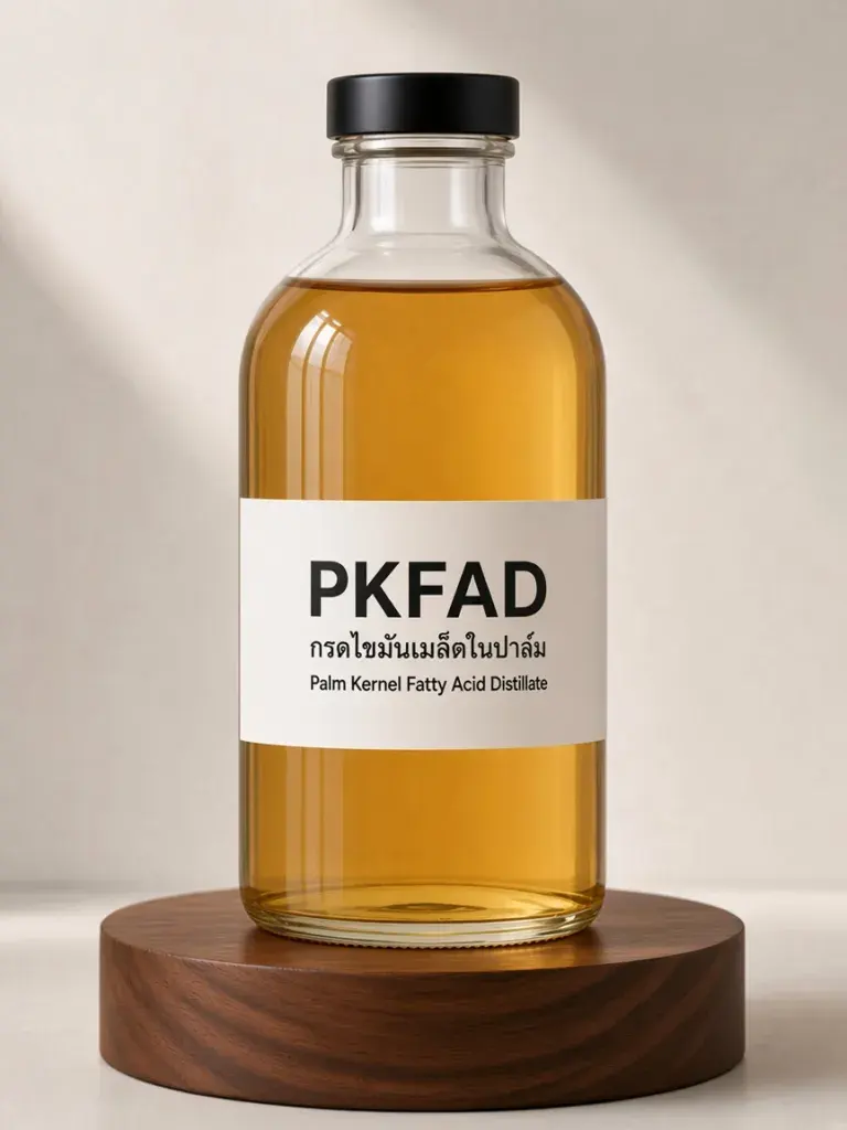 Palm kernel fatty acid distillate (PKFAD) in an industrial container